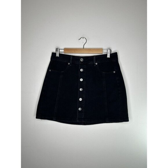 American Eagle Outfitters Dresses & Skirts - American Eagle Black Button Front Hi Rise A-Line Skirt Size 8